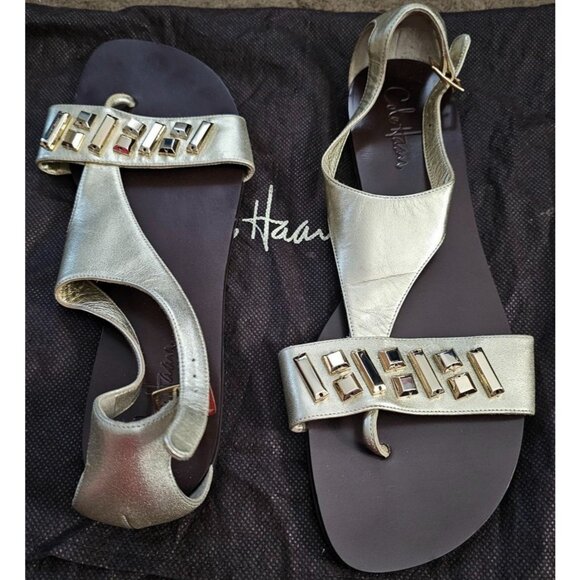 Cole Haan Gold Flat Egyptian Sandals Size 10 - Picture 6 of 7